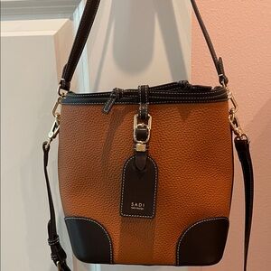 Brown and Black Leather Bucket Bag